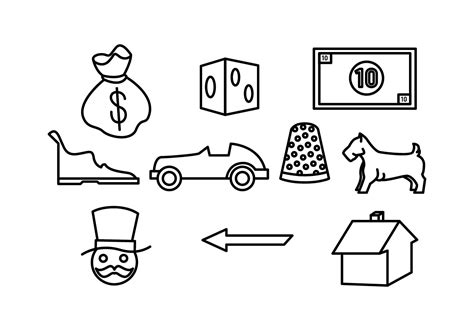 Monopoly tokens coloring page - peryjt