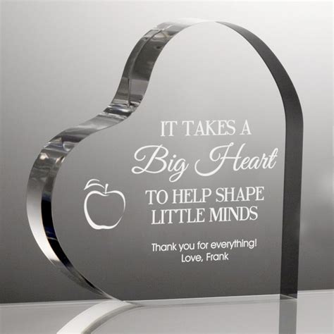 Personalized Acrylic Heart Shaped Plaque for Teachers