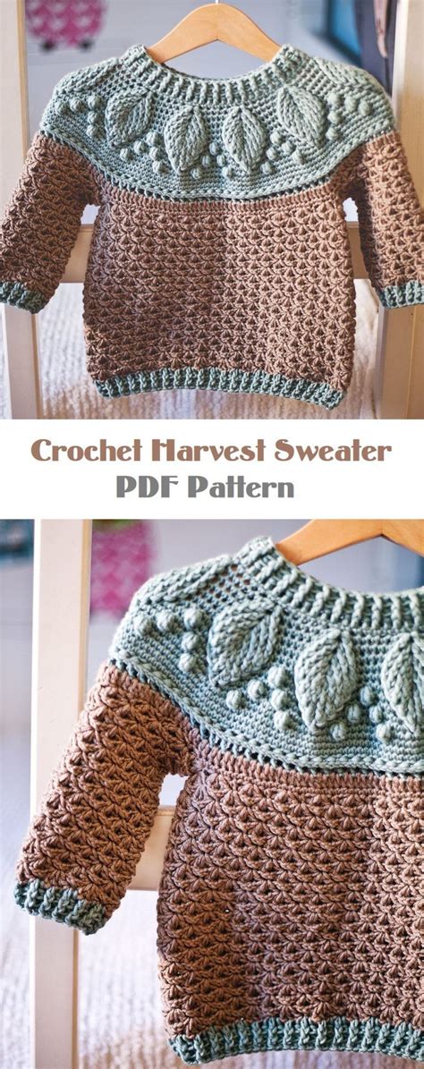 Crochet Harvest Sweater - Pattern in PDF - Design Peak Knitted Flower Pattern, Crochet Baby ...