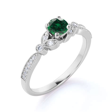 JeenMata - 1.25 ct - Round Natural Dark Green Emerald Ring - May ...