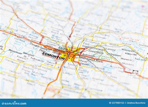 Edmonton City Road Map Area. Closeup Macro View Editorial Photography ...