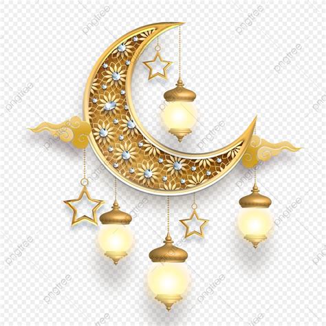 Ramadan Lantern with Golden Moon Design