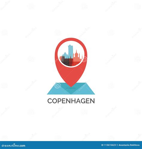 Copenhagen City Cool Skyline Logo Illustration Stock Vector - Illustration of city, flat: 113615623