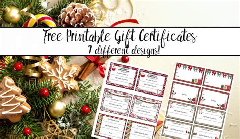 FREE Printable Christmas Gift Certificates: 7 Designs