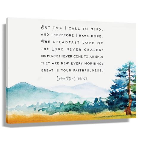 Bible Verse Canvas Wall Art Mountain Landscape Wall Art Lamentations 3 21 23 Prints For Bathroom ...