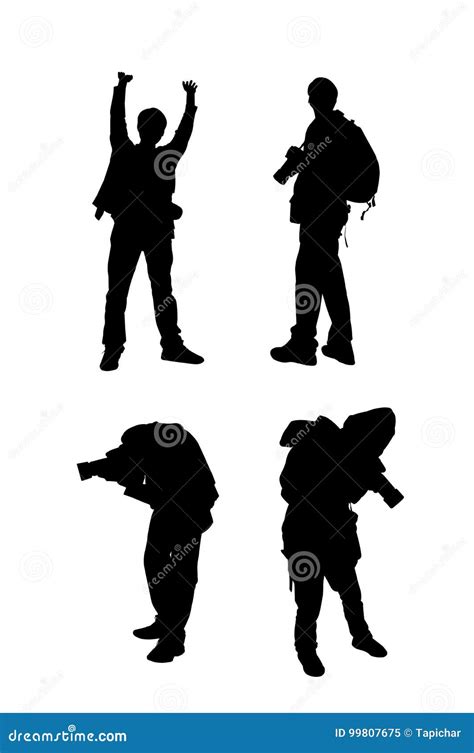 Silhouette Image of Man with His Camera. Stock Illustration ...