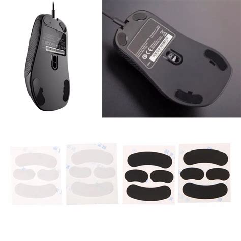 2 Sets 0.6mm Thickness Mouse Feet Mouse Skates for SteelSeries Rival / Rival 300 Black/White ...