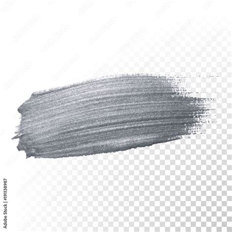 Silver glitter paint brush stroke or abstract dab smear with smudge ...