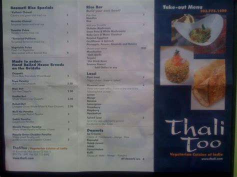 Thali Too Menu, Menu for Thali Too, New Haven, New Haven - Urbanspoon ...