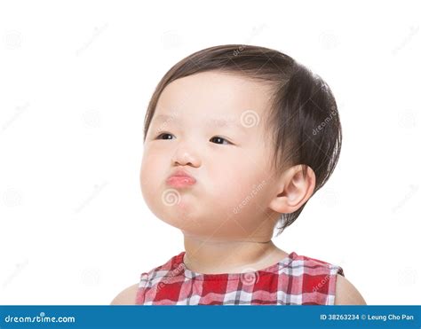 Asian baby girl pout lip stock photo. Image of care, japanese - 38263234