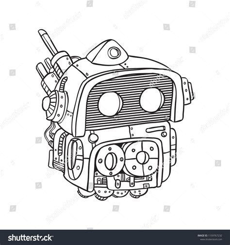 Hand Drawing Millennial Robot Doodle Flying Stock Vector (Royalty Free ...