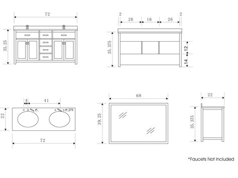 72" London Double Sink Vanity Style 2 - White - Bathgems.com