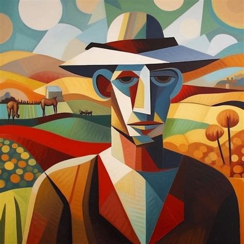 Premium Photo | Beautiful painting of a farmer in a rice field