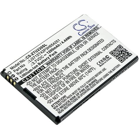 Replacement Battery For ZTE 3.7v 1500mAh / 5.55Wh Hotspot Battery ...