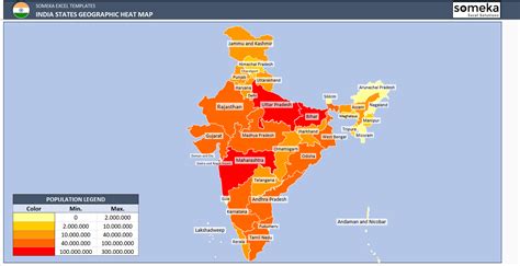 India Heat Map Generator | Geographical Map of India in Excel