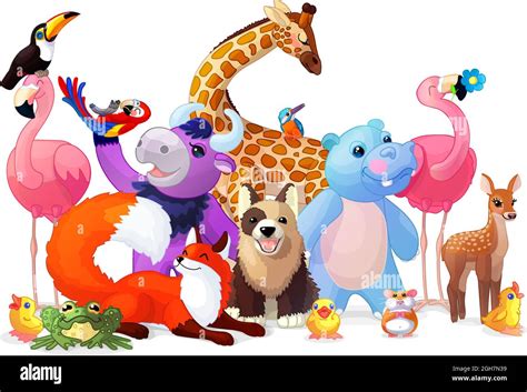 vector cartoon animal zoo. birthday party clip art Stock Vector Image ...