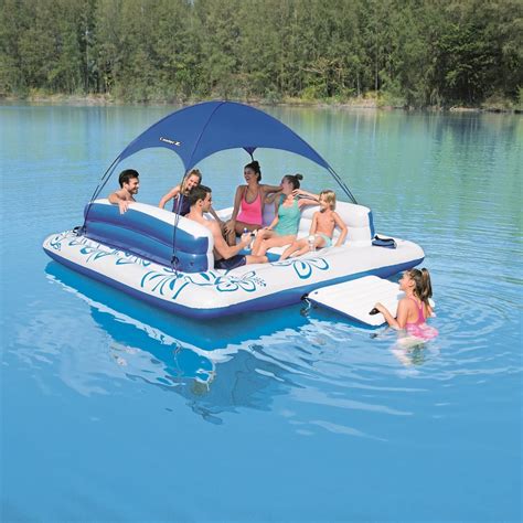 Large Inflatable Floating Island 8-Person UV Sun Shade Lounge Raft | Morealis