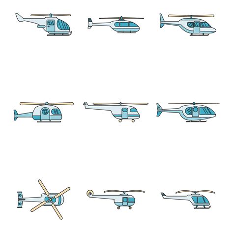 Premium Vector | Helicopter military aircraft chopper icons set outline ...