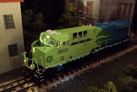 Illuminating the night the RailKing O Gauge GE Evolution ES44AC item 30-20168-1. This ES44AC ...