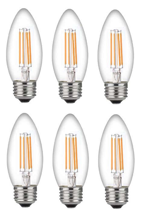 6 Pack Bioluz LED 60 Watt Candelabra Bulbs Medium Base, Candelabra Bulbs, Dimmable Filament ...