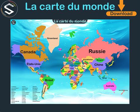 FRENCH Printable World Maps / 5 Cartes Du Monde / Geography Classroom ...