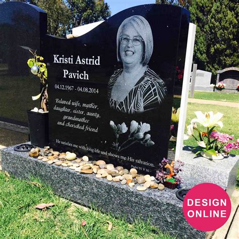 Premium Black Laser Etched Granite Right Wave Headstone Shape designed ...