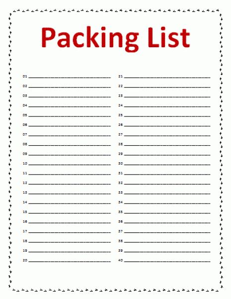 21+ Free Packing List Template - Word Excel Formats