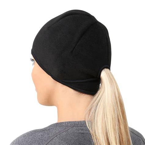 Womens Ponytail Hat - black / black by TrailHeads