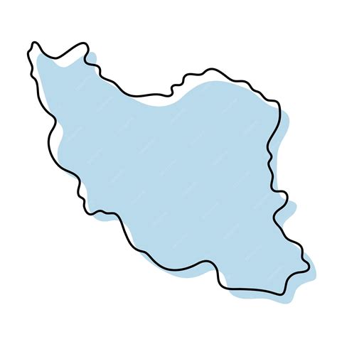 Premium Vector | Stylized simple outline map of iran icon. blue sketch map of iran vector ...