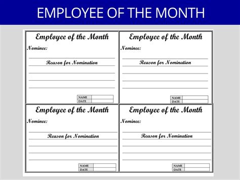 Recognition Card: Employee of the Month Nomination Editable - Etsy