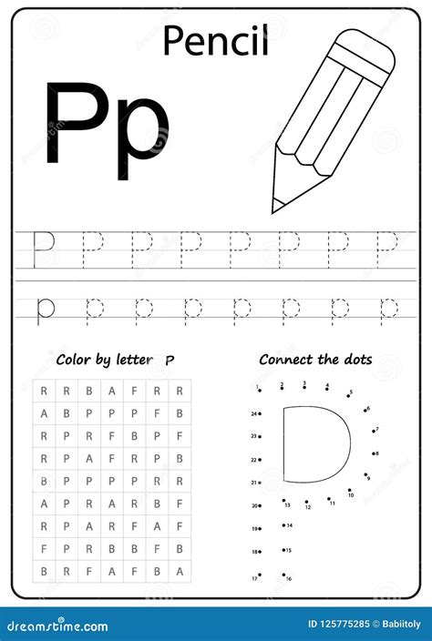 Writing Letter P. Worksheet. Writing a-Z, Alphabet, Exercises Game for ...