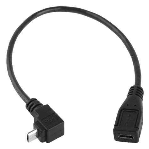 90 Degree Micro USB Male to Micro USB Female Adapter Cable, Length ...