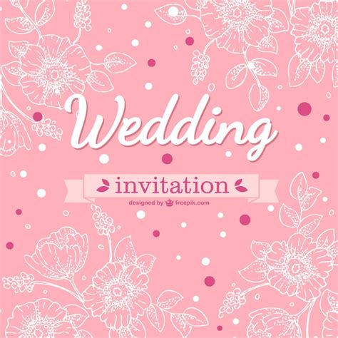 Free Vector | Pink floral wedding card