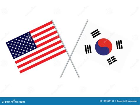 American and South Korea Flag. Usa Flag and South Korea Flag Vector ...