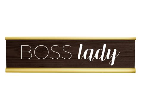 Funny Desk Plate -Boss Lady Engraved Desk Plate! Walnut/White Funny Name Plate, Funny Name Signs ...