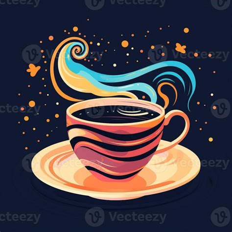 AI generated psychedelic art logo of a coffeecup. Generative AI ...