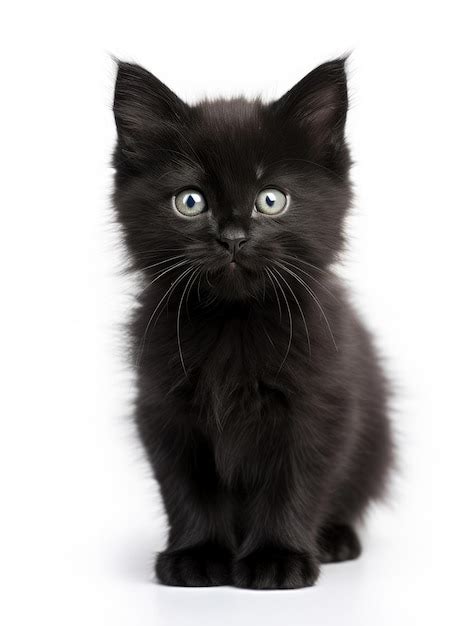 Premium Photo | A black kitten isolated on a white background