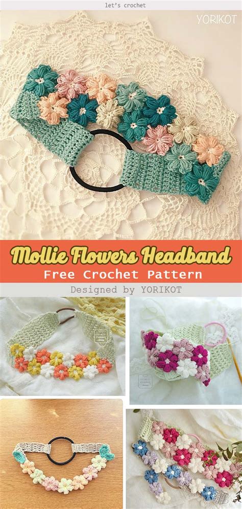 Mollie Flowers Headband Free Crochet Pattern