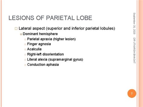 CEREBRAL LOCALIZATION PARIETAL LOBE SIGNS September 30 2020