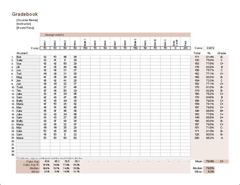 Excel Gradebook Template