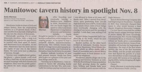 Manitowoc Herald Times – Manitowoc Tavern History