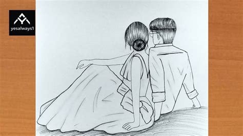 Couple drawing easy step by step || pencil sketch for beginners || romentic couple ...