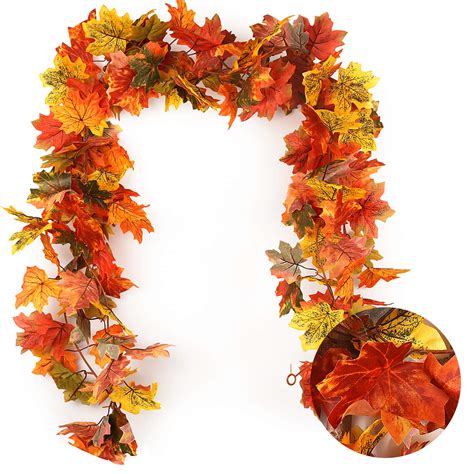 RECUTMS 2 Pack Fall Maple Garland - 5.8 FT/Pcs Autumn Hanging Fall ...