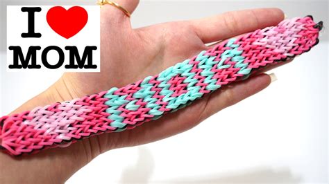 Rainbow Loom „ I LOVE MOM ” bracelet with forks no hook - Colorful ...