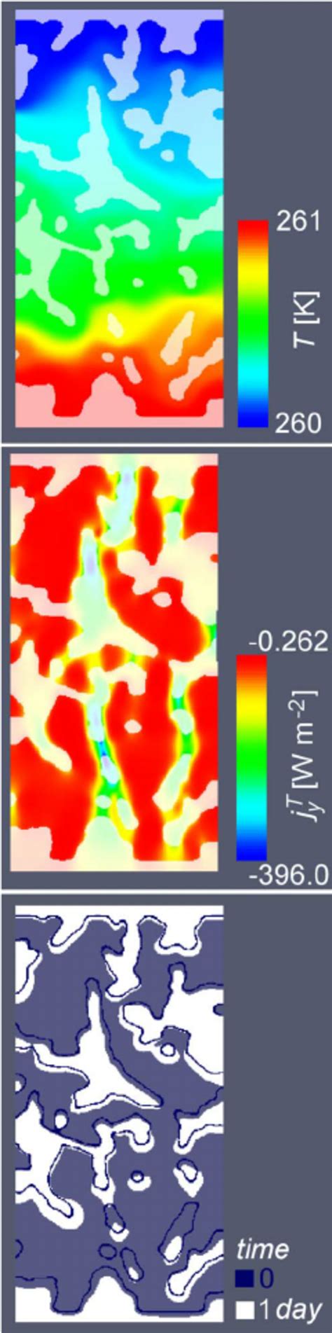 ͑ Color online ͒ Qualitative snow metamorphism simulation in a ...