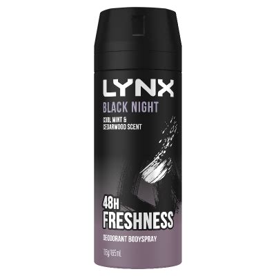 Lynx Black Night Cool Mint & Cedarwood Scent 48hr Deodorant Bodyspray ...