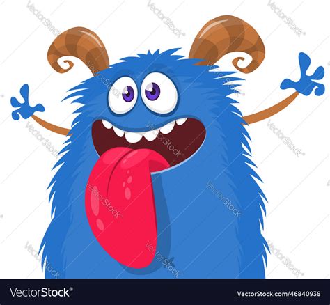 Funny cartoon smiling monster character pop up Vector Image