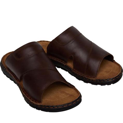 Buy Onfire Mens Leather Mules Brown