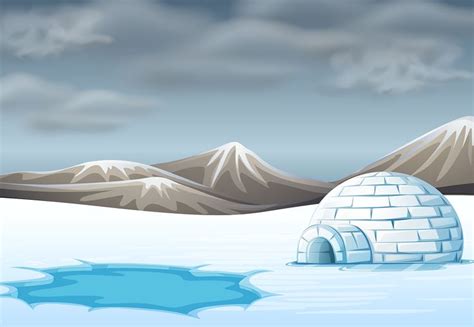 Igloo in Cold Terrain Free Vector Illustration