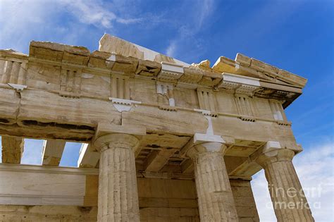 Athens Acropolis Parthenon temple detail with remaining columns ...